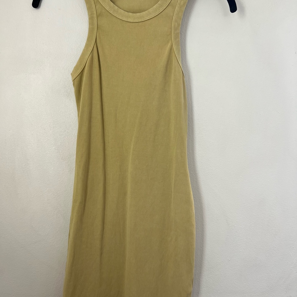 Greenish, form fitting, sleeveless, mini dress, size M